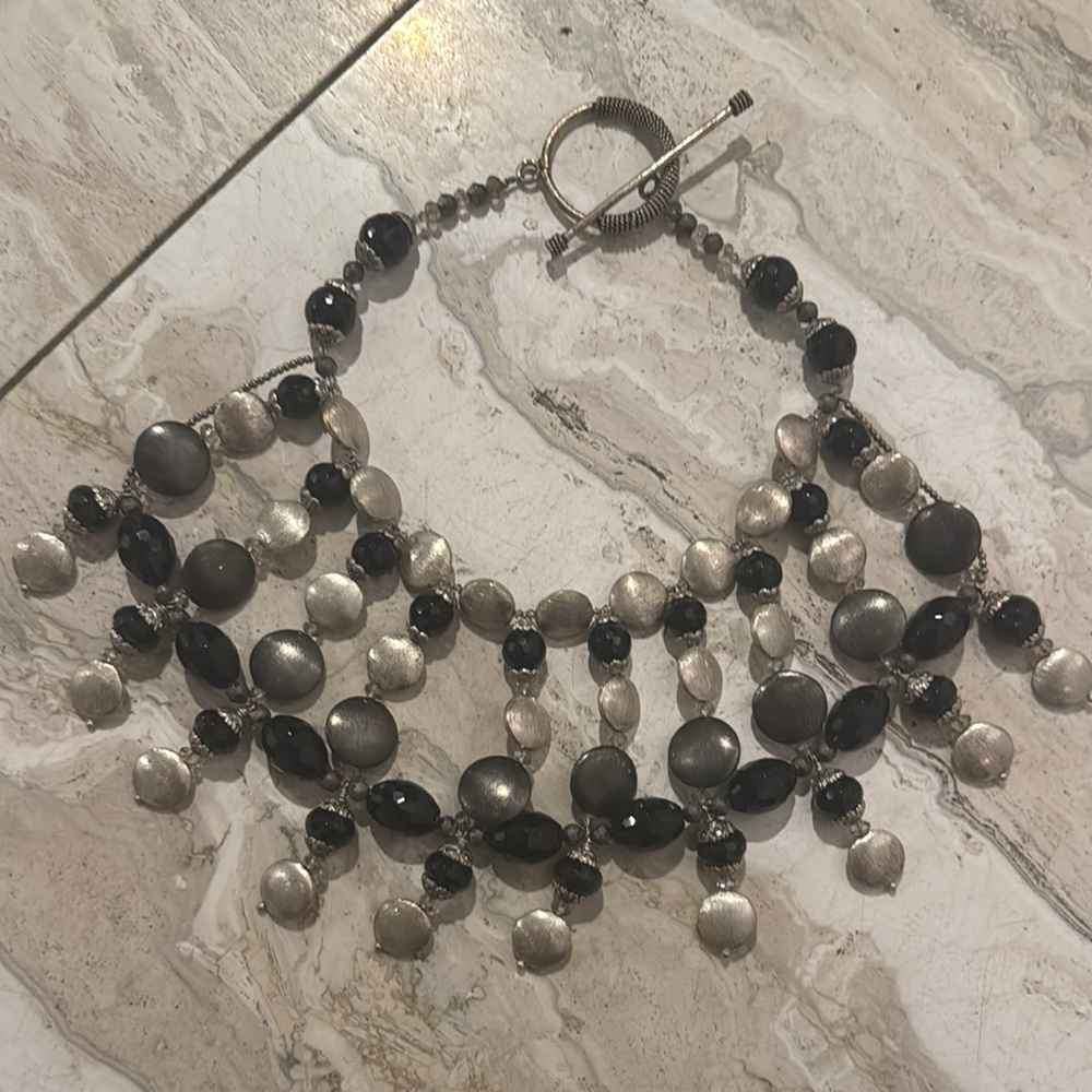 Vintage Silver and Black Necklace